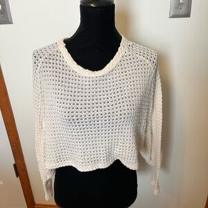 Judith March Cream Crochet Knit Top